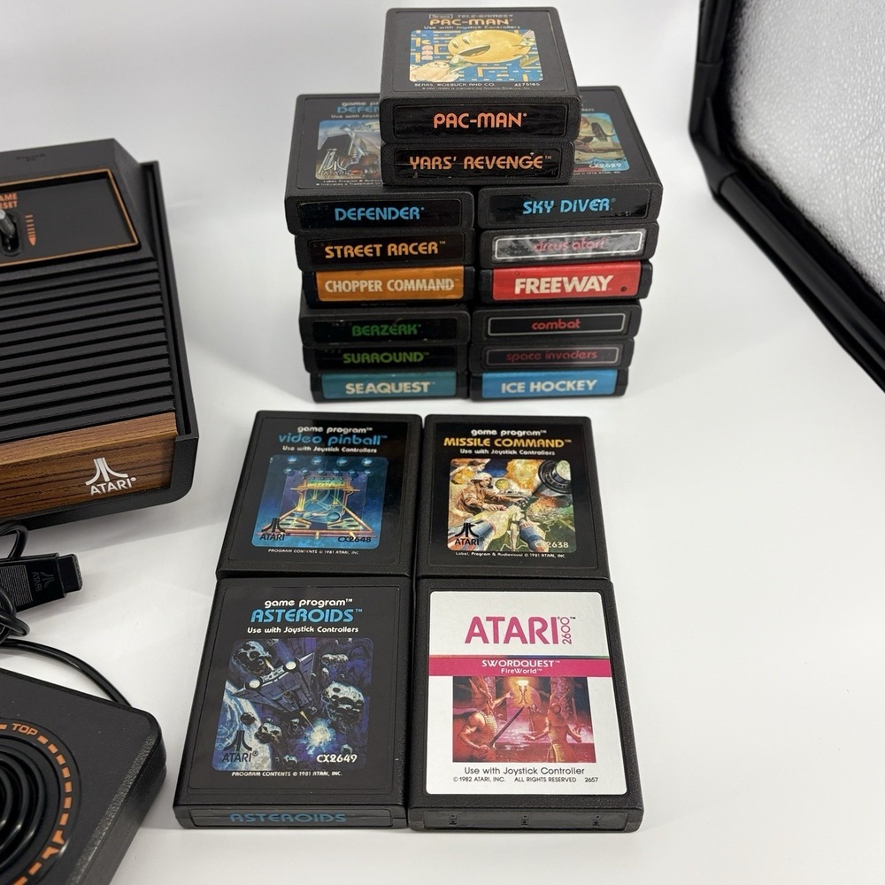 Atari 2600A 4-Switch Gaming Console System with Game Lot 19 Games Read Ds! - Picture 3 of 16